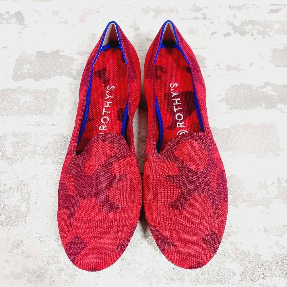 New Rothy's The Loafer Red Camo Round Toe Slip On Loafers O363